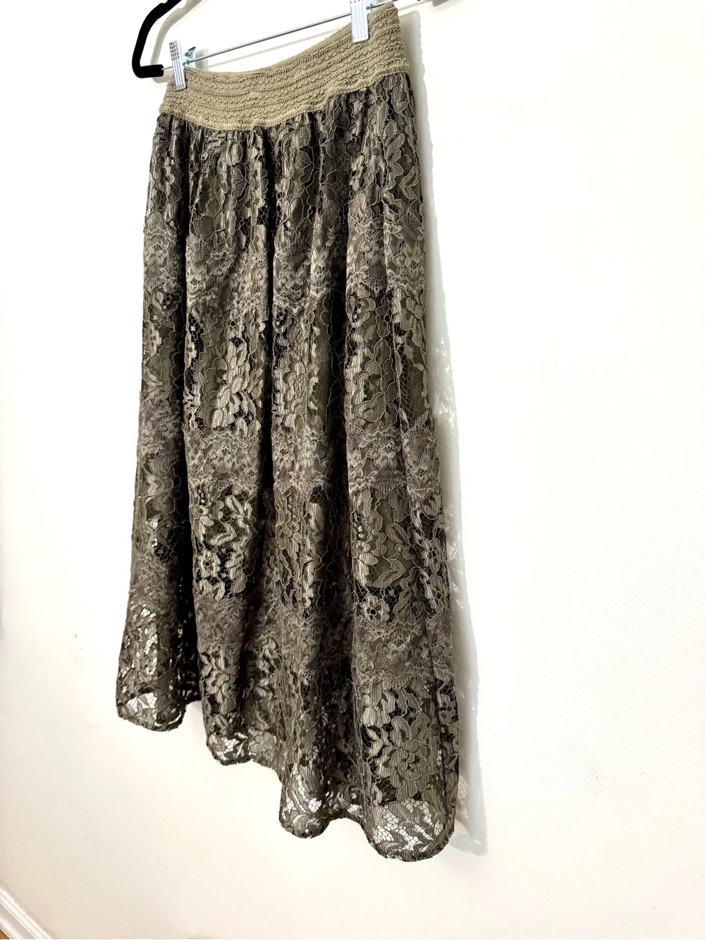 BLUMARINE Made in Italy Vintage Olive Lace Maxi Skirt